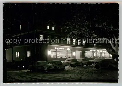 AK / Ansichtskarte Bad_Berleburg Kurhotel Westfaelischer Hof im Winter Nachtaufnahme Bad_Berleburg