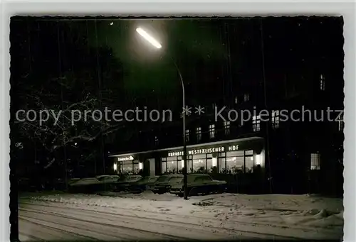 AK / Ansichtskarte Bad_Berleburg Kurhotel Westfaelischer Hof im Winter Nachtaufnahme Bad_Berleburg