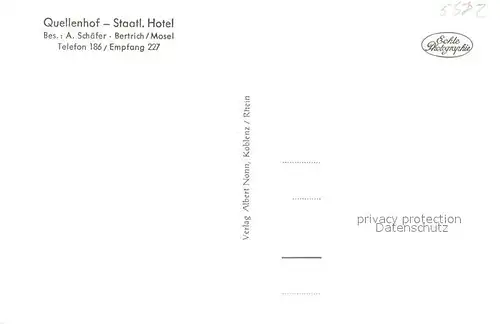 AK / Ansichtskarte Bad_Bertrich Hotel Quellenhof Empfangshalle Weinstube Bierstube Bad_Bertrich