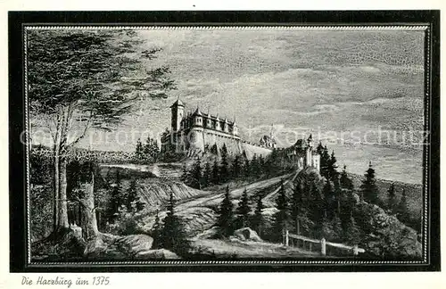 AK / Ansichtskarte Bad_Harzburg Die Harzburg um 1375 Kuenstlerkarte Bilderrahmen Bad_Harzburg