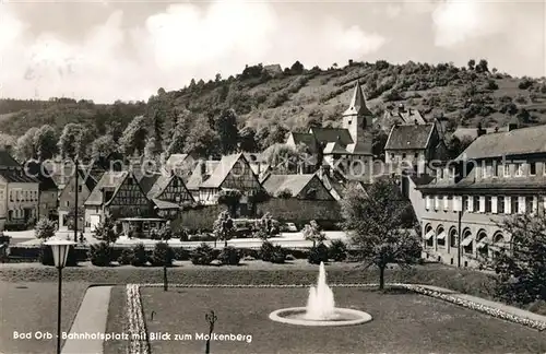 AK / Ansichtskarte Bad_Orb Bahnhofsplatz Blick zum Molkenberg Bad_Orb