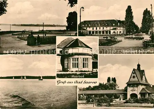 AK / Ansichtskarte Bad_Saarow See Johannes R Becher Platz Moorbad Scharmuetzelsee Bahnhof Bad_Saarow