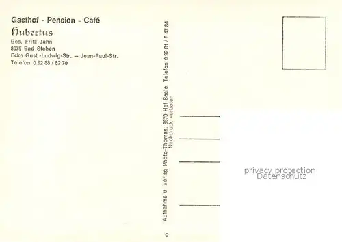 AK / Ansichtskarte Bad_Steben Gasthof Hubertus Gastraeume Gaestezimmer Bad_Steben