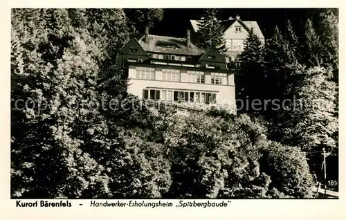 AK / Ansichtskarte Baerenfels_Erzgebirge Handwerker Erholungsheim Spitzbergbaude Handabzug Baerenfels Erzgebirge