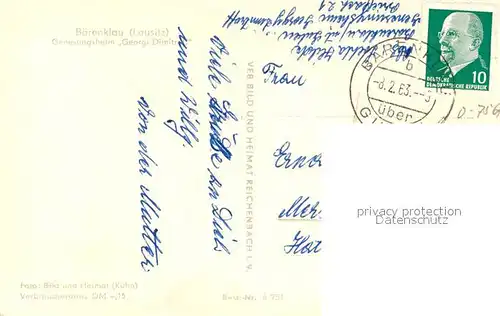 AK / Ansichtskarte Baerenklau_Niederlausitz Genesungsheim Georgi Dimitroff Baerenklau_Niederlausitz