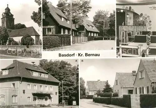 AK / Ansichtskarte Basdorf_Berlin Dorfkirche Waldsiedlung Puschkinstrasse Hubertus Filmtheater Kinobar Basdorf Berlin