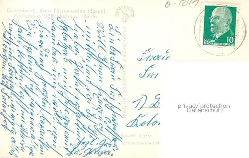 AK / Ansichtskarte Berkenbrueck_Fuerstenwalde Ferienheim VEB Hochbau Berlin Berkenbrueck_Fuerstenwalde