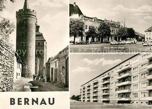 AK / Ansichtskarte Bernau_Berlin Karl Marx Platz Puschkin Strasse Stadtmauer Bernau Berlin