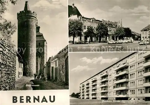 AK / Ansichtskarte Bernau_Berlin Stadtmauer Karl Marx Platz Puschkin Strasse Bernau Berlin