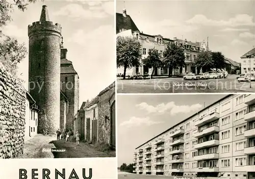 AK / Ansichtskarte Bernau_Berlin Stadtmauer Karl Marx Platz Puschkin Strasse Bernau Berlin