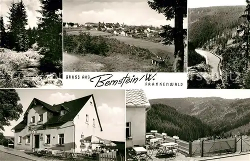 AK / Ansichtskarte Bernstein_Wald Panorama Strasse Gasthaus zum Romansfelsen Terrasse Bernstein_Wald