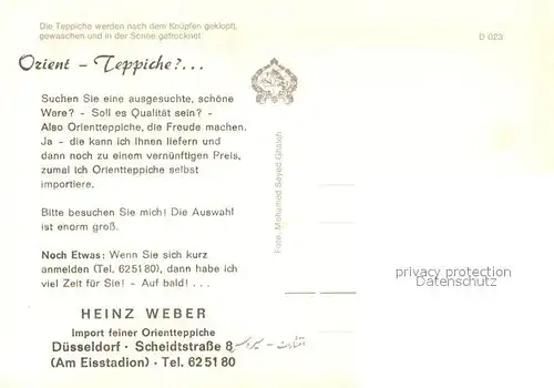 AK / Ansichtskarte Berufe Orient Teppiche Heinz Weber Import D?sseldorf  Berufe