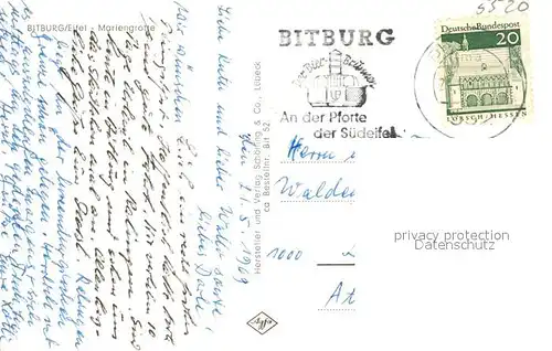 AK / Ansichtskarte Bitburg Mariengrotte Wasserfall Bitburg