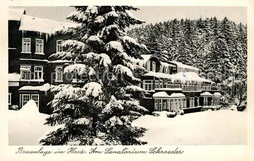 AK / Ansichtskarte Braunlage Sanatorium Schroeder Winter Braunlage