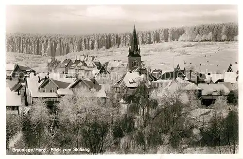 AK / Ansichtskarte Braunlage Skihang Kirche Winter Braunlage