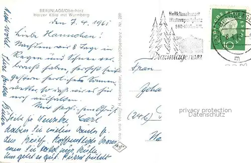 AK / Ansichtskarte Braunlage Harzer Koete Wurmberg Braunlage