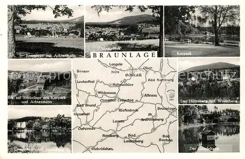 AK / Ansichtskarte Braunlage Adamsblick Kurpark Achtermann Gondelteich Panoramakarte Braunlage