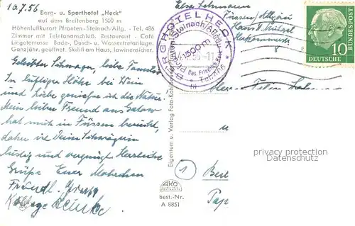 AK / Ansichtskarte Breitenberg_Pfronten Hotel Heck  Breitenberg Pfronten