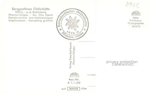 AK / Ansichtskarte Breitenberg_Pfronten Berggasthof Gipfelkreuz Ostlerhuette Breitenberg Pfronten