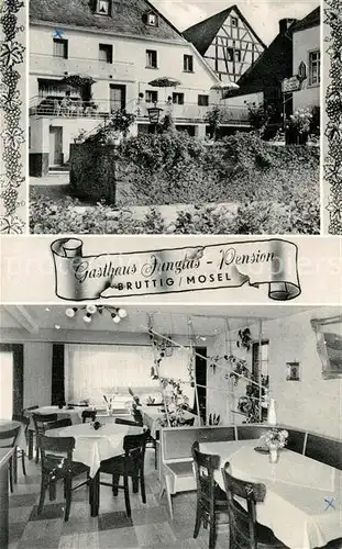 AK / Ansichtskarte Bruttig_Mosel Gasthaus Pension Junglas Gastraum Bruttig Mosel