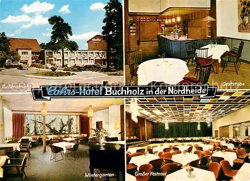 AK / Ansichtskarte Buchholz_Nordheide Cohrs Hotel Gaststube Wintergarten Festsaal Buchholz Nordheide