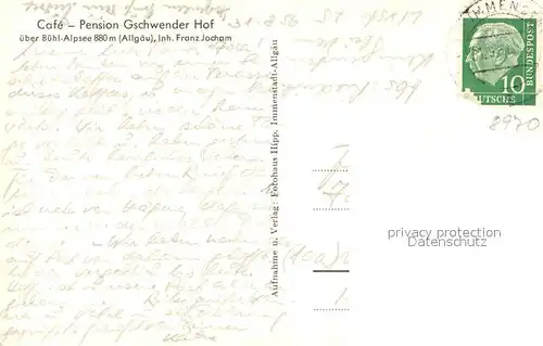 AK / Ansichtskarte Buehl_Alpsee Cafe Pension Gschwender Hof Buehl Alpsee