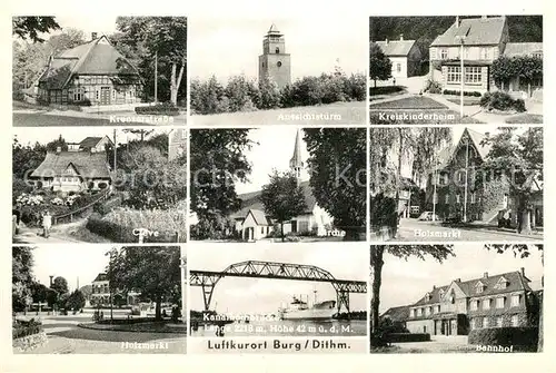 AK / Ansichtskarte Burg_Dithmarschen Aussichtsturm Kreiskinderheim Bahnhof Kirche  Burg Dithmarschen