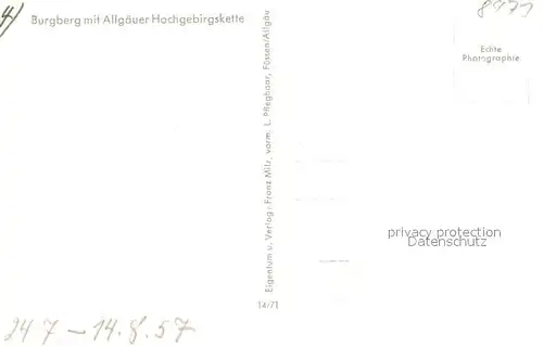 AK / Ansichtskarte Burgberg_Allgaeu mit Allgaeuer Hochgebirgskette Burgberg Allgaeu