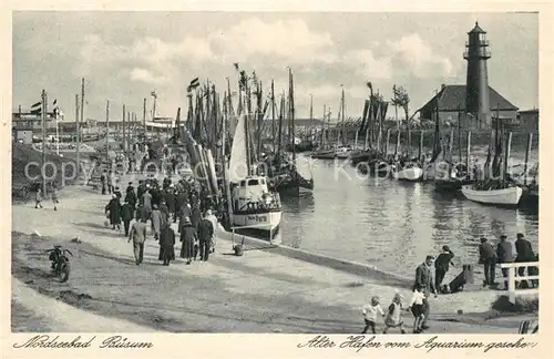 AK / Ansichtskarte Buesum_Nordseebad Alter Hafen Leuchtturm Gedicht Fritz Leu Buesum_Nordseebad