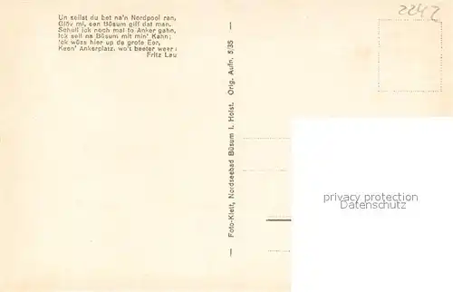 AK / Ansichtskarte Buesum_Nordseebad Alter Hafen Leuchtturm Gedicht Fritz Leu Buesum_Nordseebad