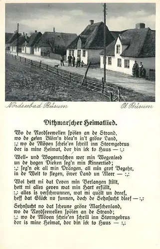AK / Ansichtskarte Buesum_Nordseebad Heimatlied Dorfstrasse Buesum_Nordseebad