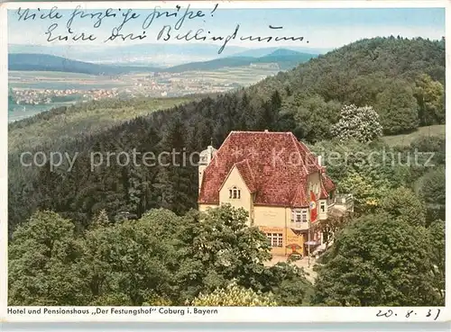 AK / Ansichtskarte Coburg Hotel Pensionshaus Der Festungshof Fernsicht Coburg