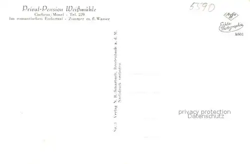 AK / Ansichtskarte Cochem_Mosel Pension Weissmuehle im Enderttal Cochem Mosel