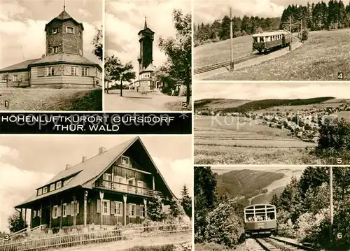 AK / Ansichtskarte Cursdorf Aussichtsturm Gaststaette Meuselbacher Kuppe Froebelturm Bergbahn Cursdorf