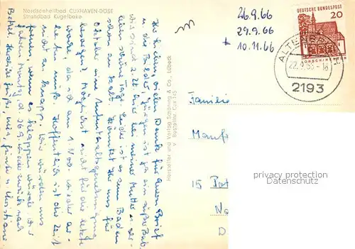 AK / Ansichtskarte Cuxhaven_Doese_Nordseebad Strandbad Kugelbake Cuxhaven_Doese_Nordseebad