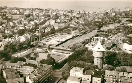 AK / Ansichtskarte Cuxhaven_Nordseebad Fliegeraufnahme Innenstadt Hafen Cuxhaven_Nordseebad