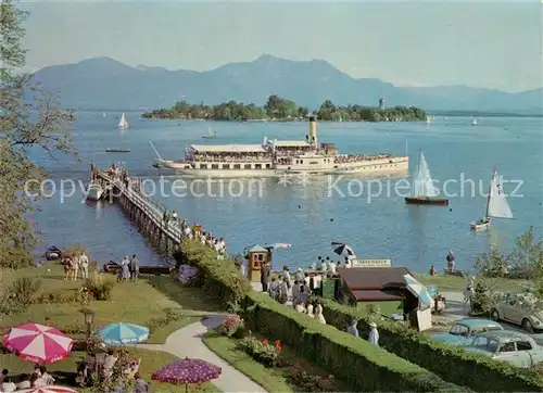 AK / Ansichtskarte Dampfer_Seitenrad Chiemsee Fraueninsel 