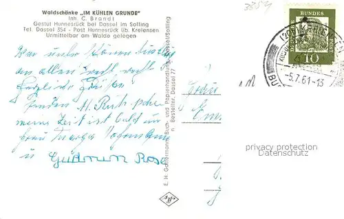 AK / Ansichtskarte Dassel_Solling Waldschaenke Im kuehlen Grunde Dassel Solling