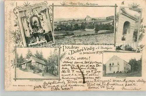 AK / Ansichtskarte Dobra_Voda_u_Ceskych_Budejovic Panorama Kirche Altar Kapelle Hotel Emaus Ceske Svycarsko 