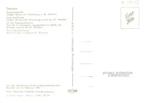 AK / Ansichtskarte Dresden Augustusstrasse Langer Gang mit Fuerstenzug Dresden