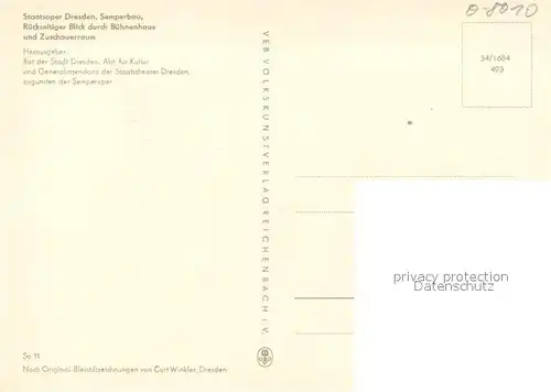 AK / Ansichtskarte Dresden Staatsoper Semperbau Zuschauerraum Kuenstlerkarte Dresden