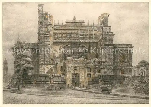 AK / Ansichtskarte Dresden Staatsoper Semperbau Buehnenhaus Kuenstlerkarte Dresden