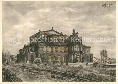 AK / Ansichtskarte Dresden Staatsoper Semperbau Theaterplatz Kuenstlerkarte Dresden