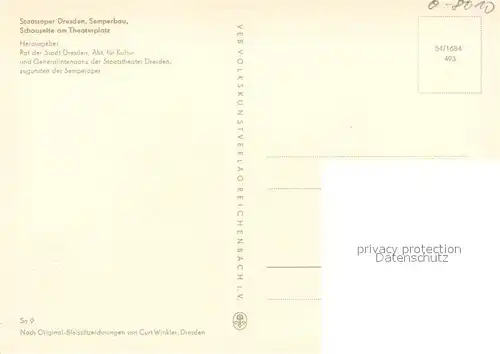 AK / Ansichtskarte Dresden Staatsoper Semperbau Theaterplatz Kuenstlerkarte Dresden