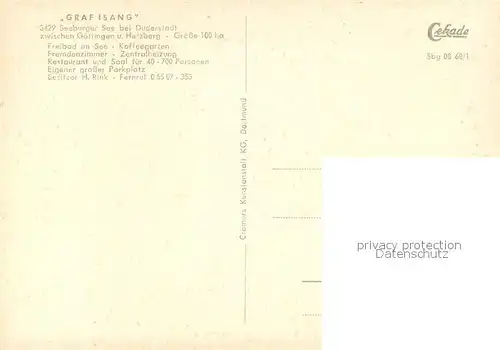 AK / Ansichtskarte Duderstadt Seeburger See Graf Isang Duderstadt