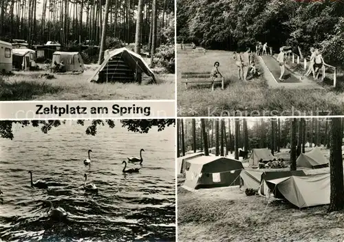 AK / Ansichtskarte Eichhorst_Eberswalde Zeltplatz am Spring Schwaene Bouleplatz Eichhorst_Eberswalde