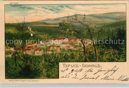 AK / Ansichtskarte Eichwald_Tschechien Panorama Aquarell Kuenstlerkarte Eichwald Tschechien