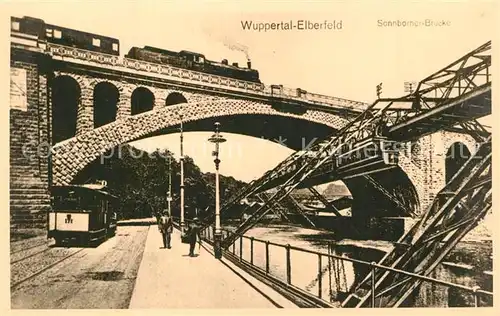 AK / Ansichtskarte Elberfeld_Wuppertal Sonnborner Bruecke Schwebebahn Elberfeld Wuppertal