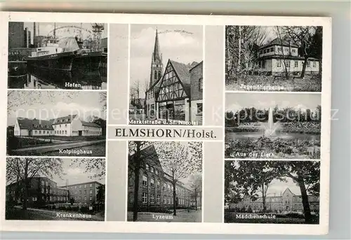AK / Ansichtskarte Elmshorn Hafen Kolpinthaus Jugendherberge Krankenhaus Lyzeum  Elmshorn