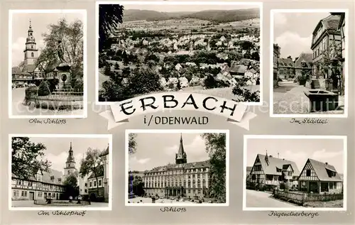 AK / Ansichtskarte Erbach_Odenwald Schloss Schlosshof Jugendherberge Innenstadt Panorama Erbach Odenwald